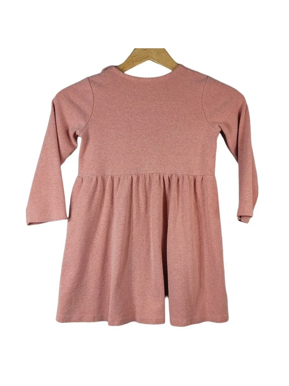Petit Peony Girls Dress Pink Size 6 Y Side Buttons Round Neck Cotton Long Sleeve